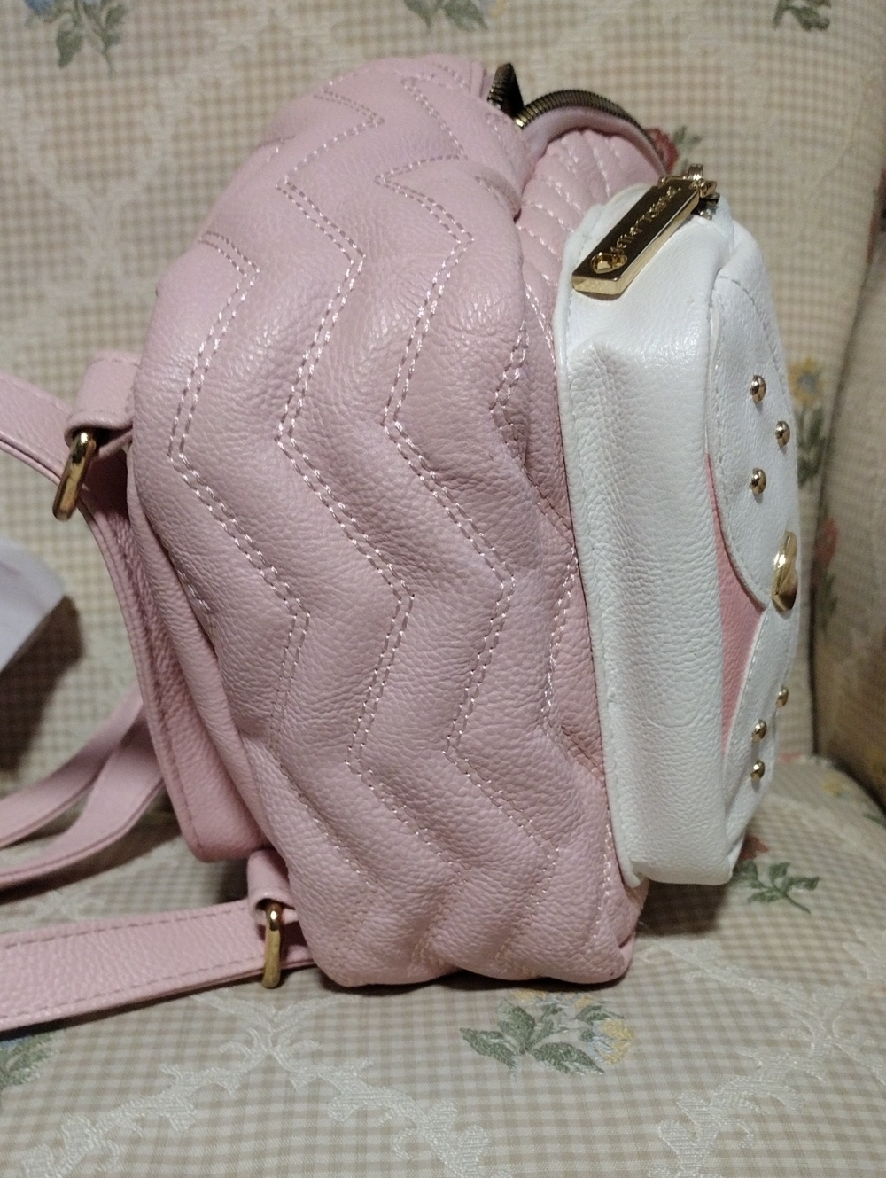 Pink & White Frenchie Mini Backpack Betsy Johnson - Picture 5 of 5